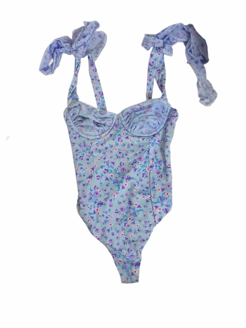 Beach Riot Floral Bow Strap Underwire One Piece Swimsuit Small NWOT - Picture 2 of 6